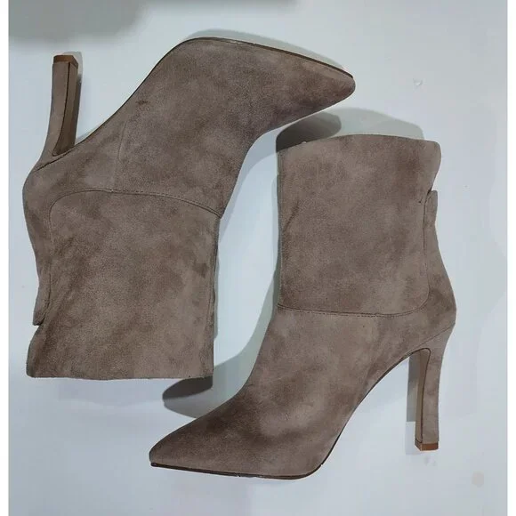 Boots Nine West Beige Suede Stiletto Size 7.5 Pull On 4 Inch Heels Never Worn - Picture 4 of 9